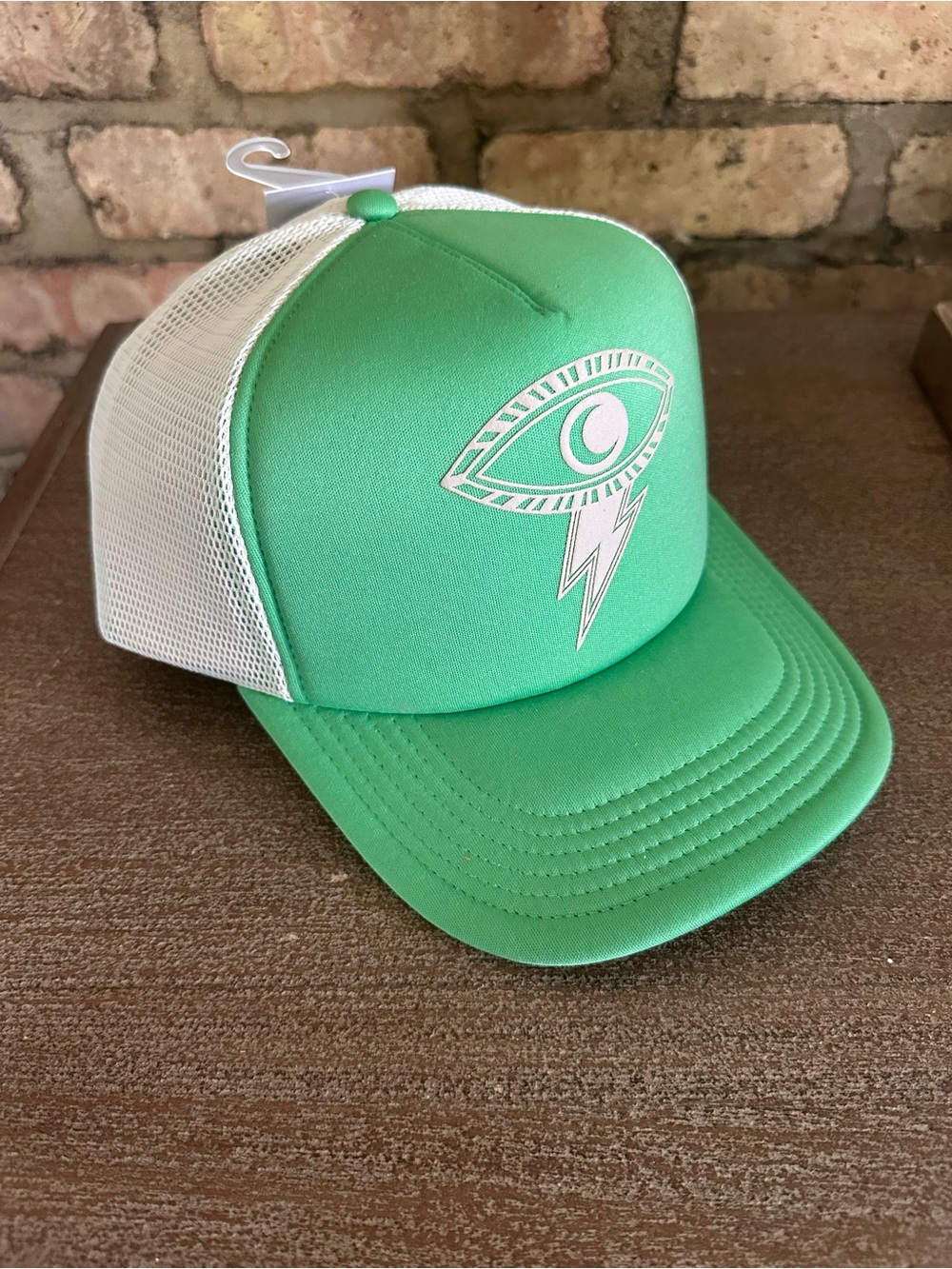 Spiritual Gangster Green and White Lightning Eye Trucker Hat